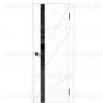 Полотно дверное Дубрава Сибирь Коралл, остекленное, ст.черное, ПВХ Софт тач (белый), 700 мм